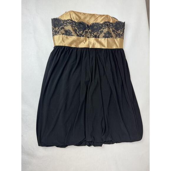 Vintage Gunne Sax Jessica McClintock Bubble Hem Dress Strapless Black Gold Lace - Picture 8 of 8